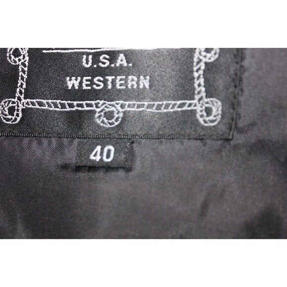 Saxifon USA Western 2 Piece Suit Black Striped Polyester 40S Flat Fronts 33" W - Picture 8 of 10